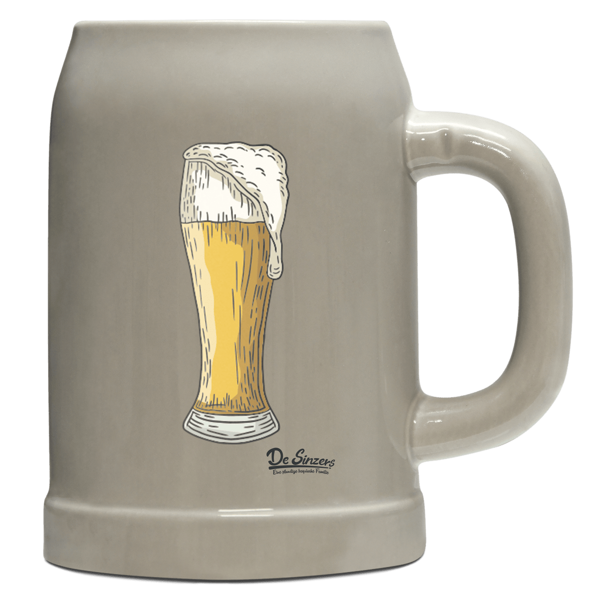 Die Elemente Weißbier Bierkrug 500ml Grau Watzmann Front