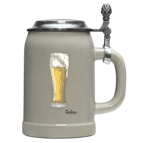 Die Elemente Weißbier Bierkrug 500ml Grau mit Deckel Hocheck Front