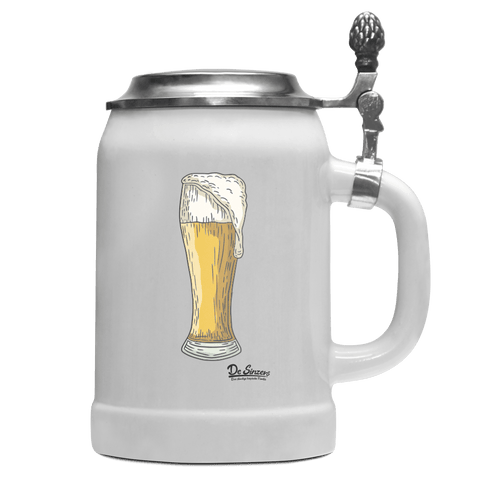 Die Elemente Weißbier Bierkrug 500ml Weiss mit Deckel Wetterspitzen Front