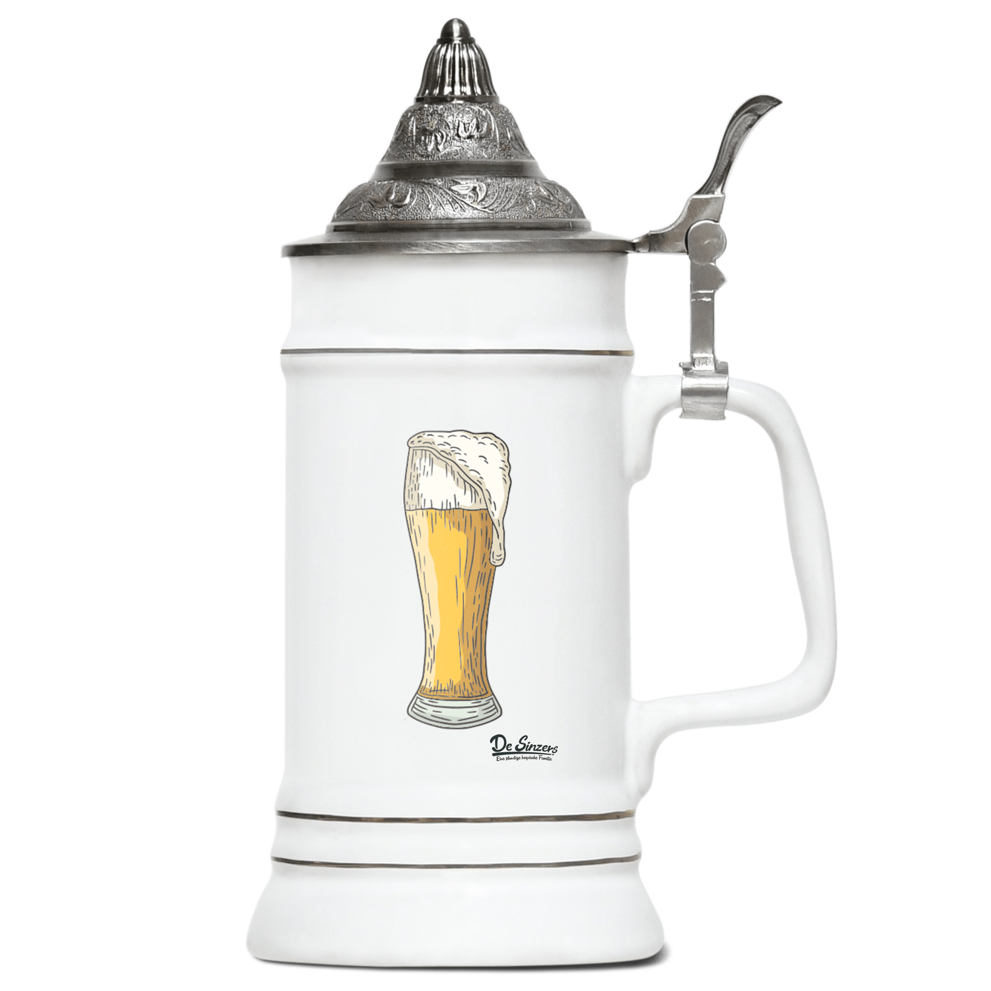 Die Elemente Weißbier Bierkrug 500ml Weiss mit Spitzdeckel Wendelstein Front