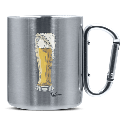 Die Elemente Weißbier Edelstahl Kaffeetasse silberer Karabiner 320ml Grosser Traithen Front