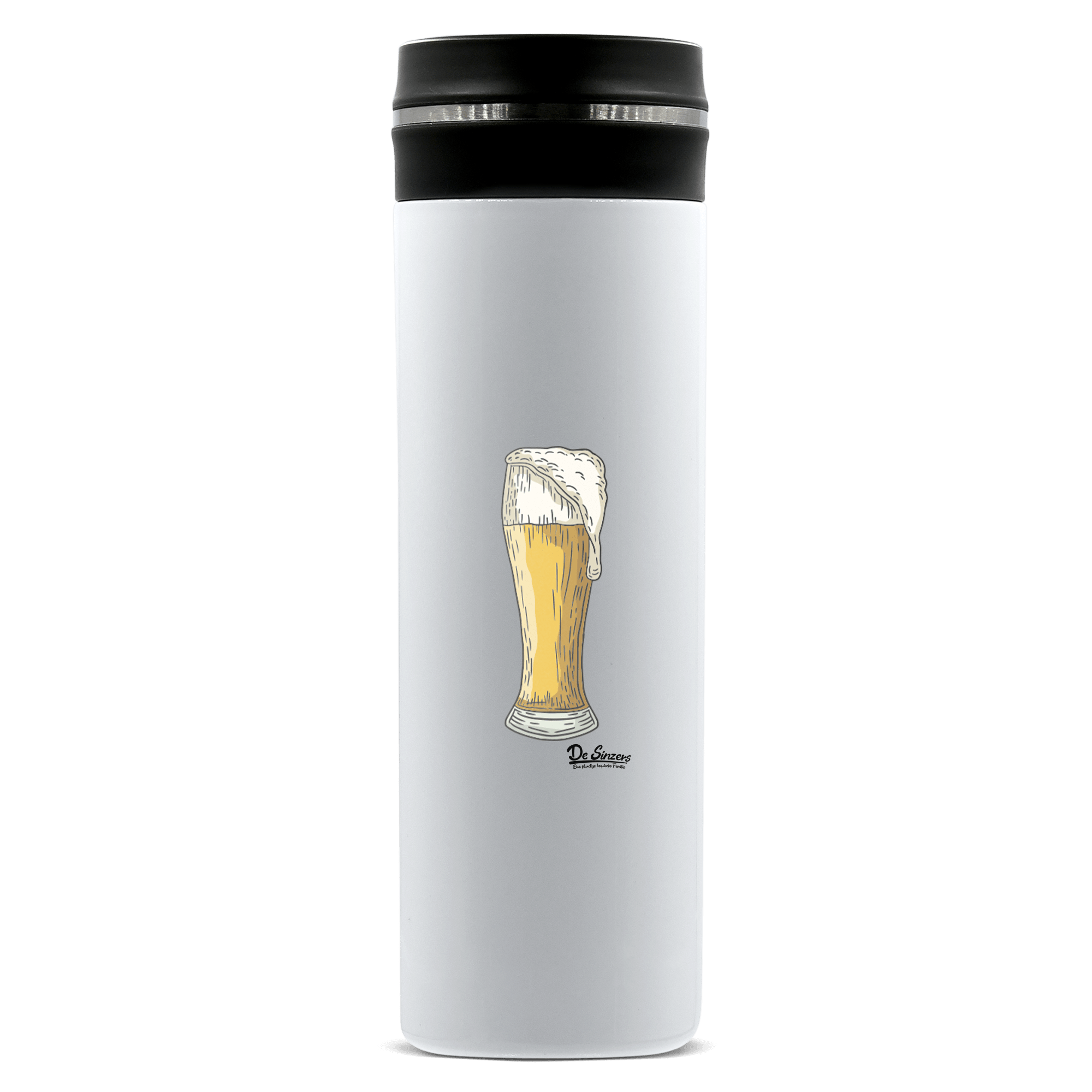 Die Elemente Weissbier Edelstahl Thermoflasche 450ml Weiss Geigelstein Front