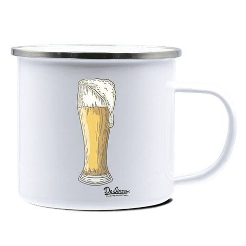 Die Elemente Weißbier Emaille Tasse 375ml Weiss Silber Kampenwand Front