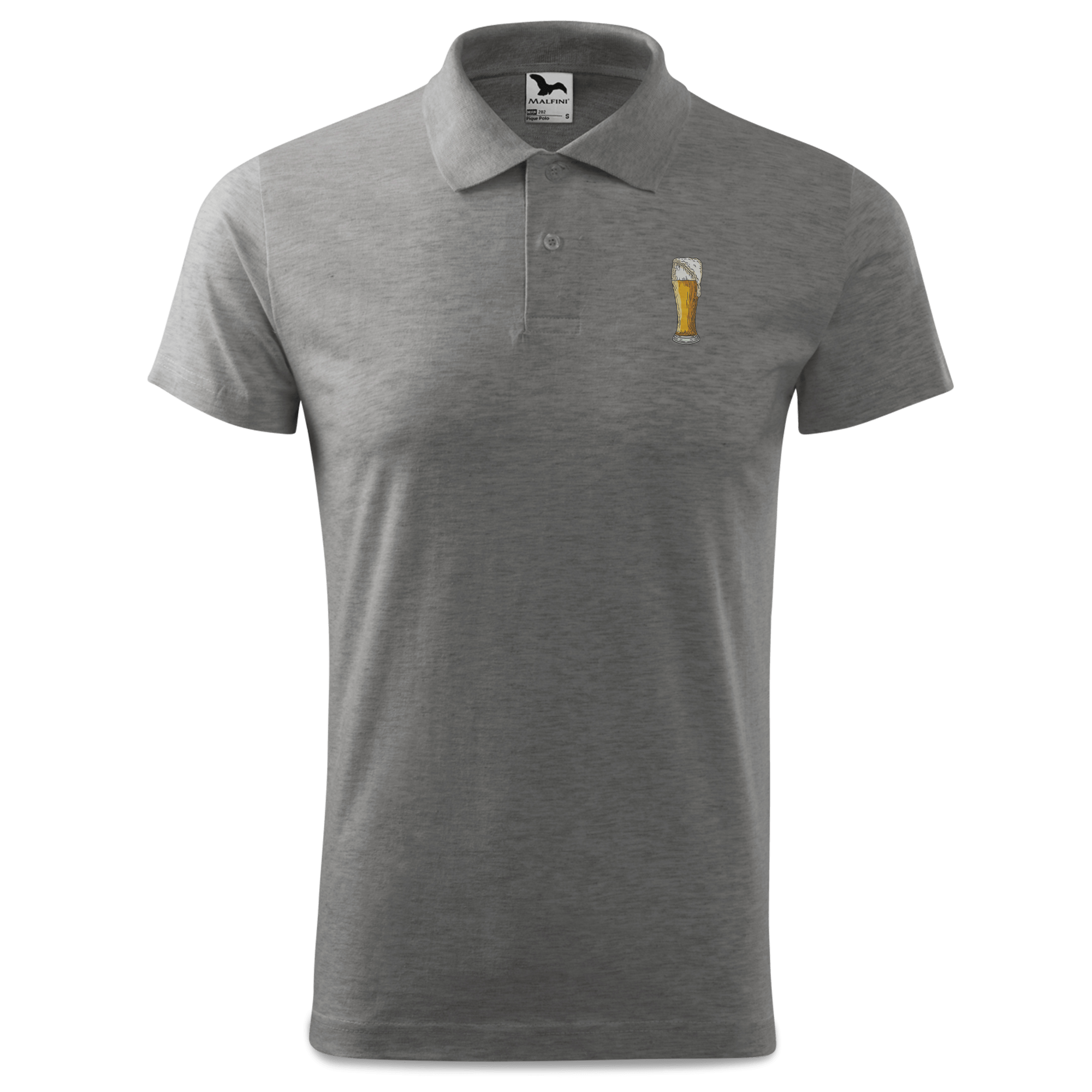 Die Elemente Weissbier Polo Shirt Herren Grau Meliert Leiten Front