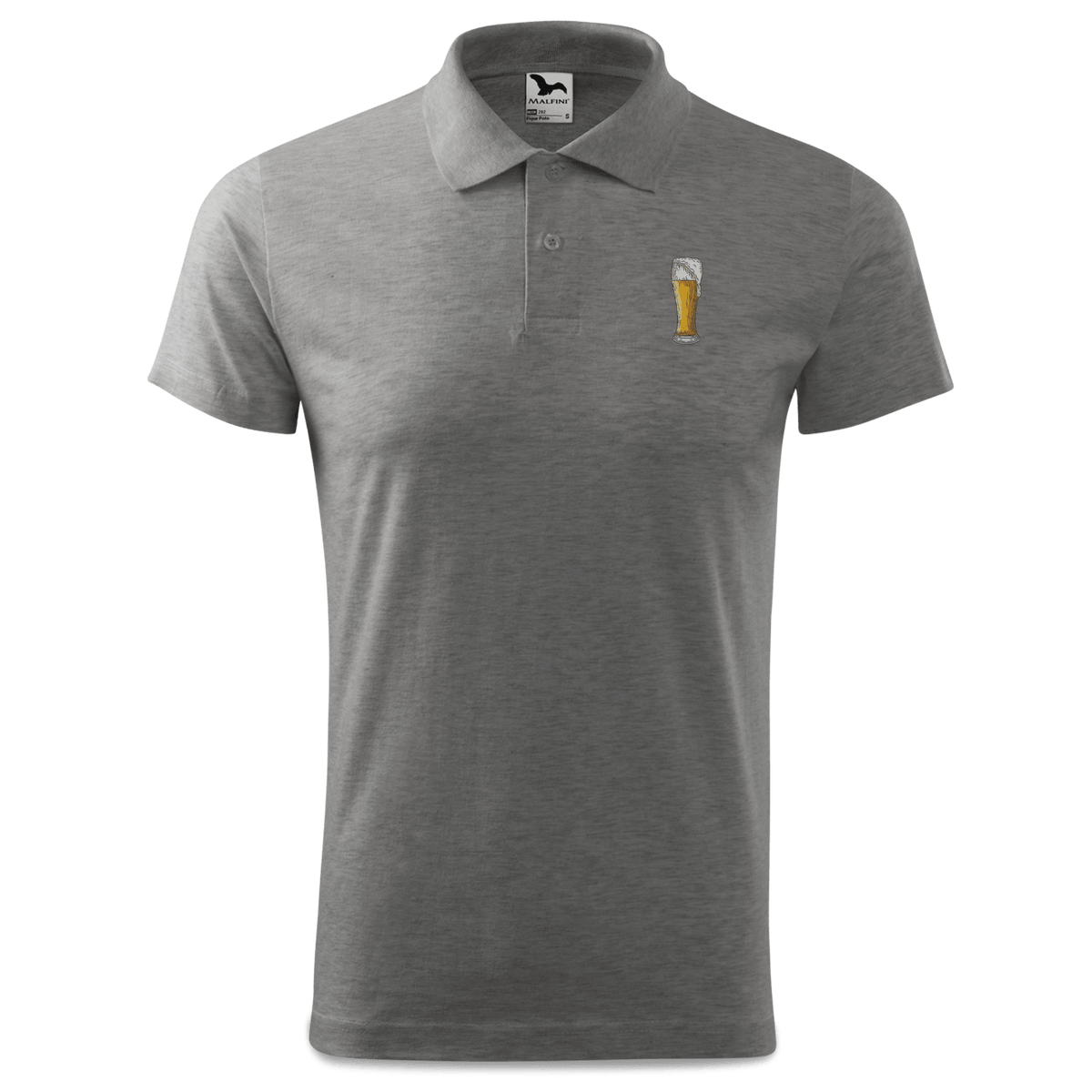 Die Elemente Weissbier Polo Shirt Herren Grau Meliert Leiten Front
