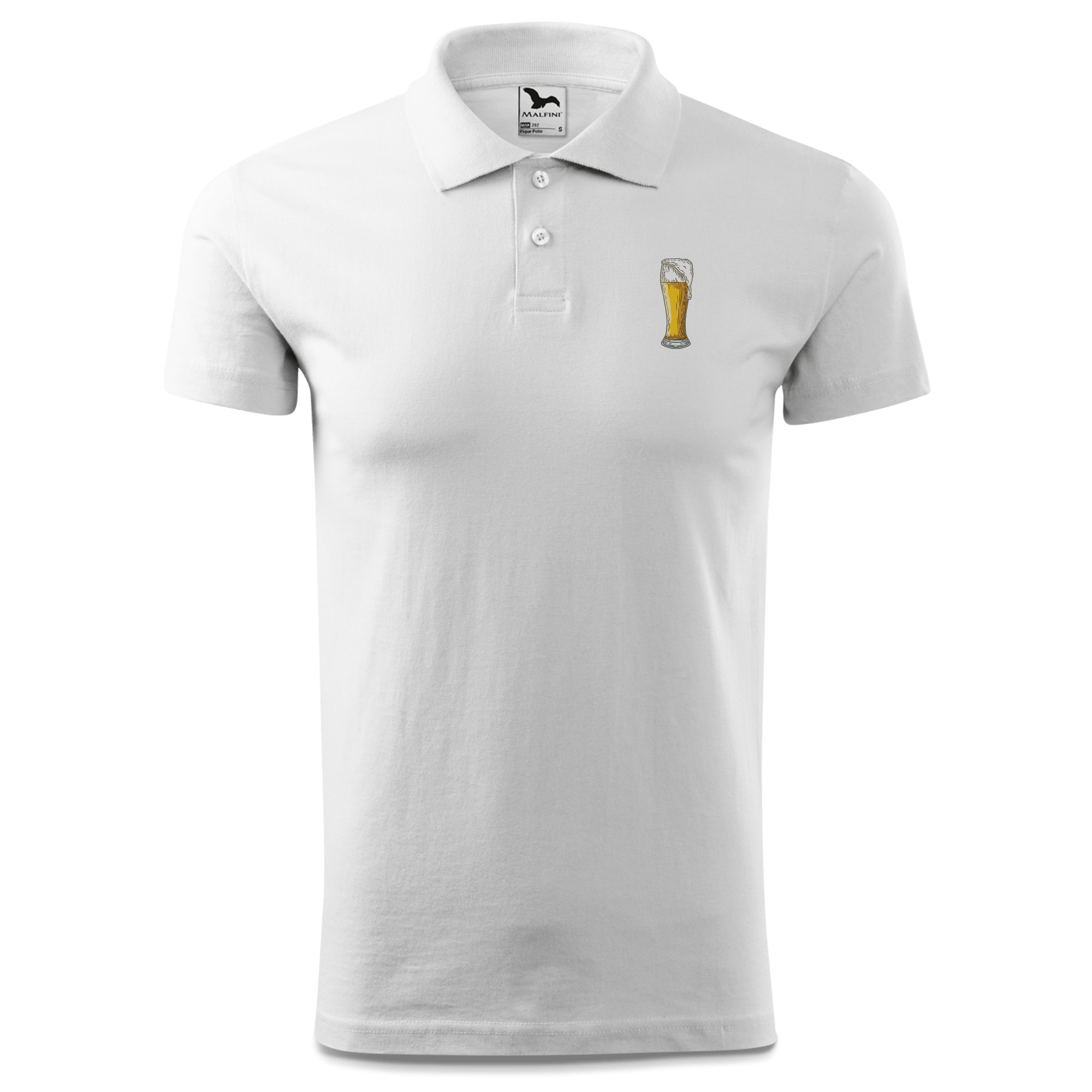 Die Elemente Weissbier Polo Shirt Herren Weiss Murnau Front