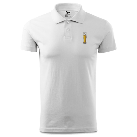 Die Elemente Weissbier Polo Shirt Herren Weiss Murnau Front