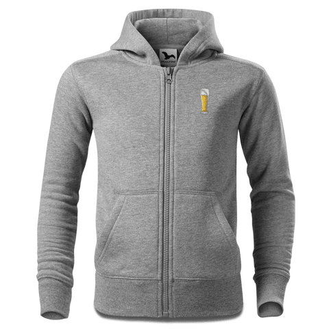 Die Elemente Weissbier Sweatshirt Zip Hoody Kinder Grau Meliert Sonnenholz Front