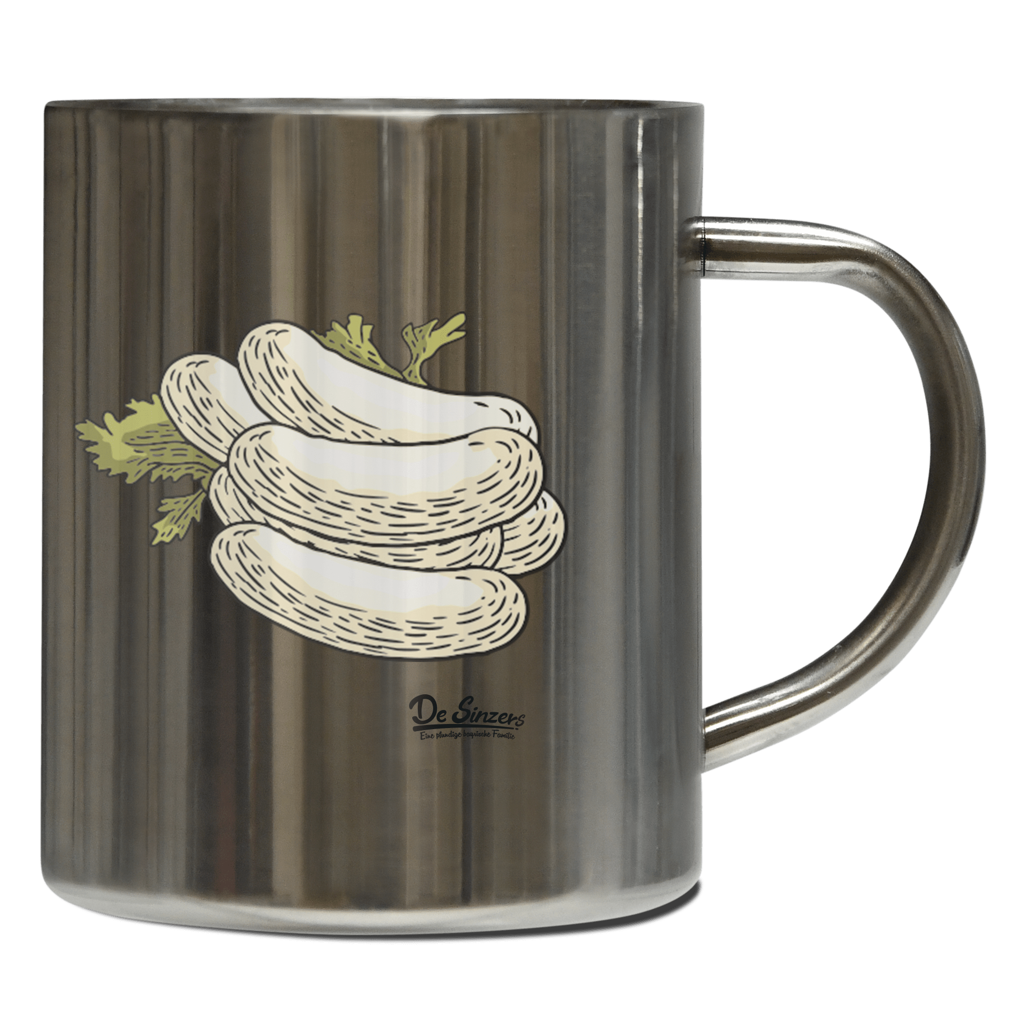 Die Elemente Weißwurscht Edelstahl Kaffeetasse 400ml Grosser Arber Front