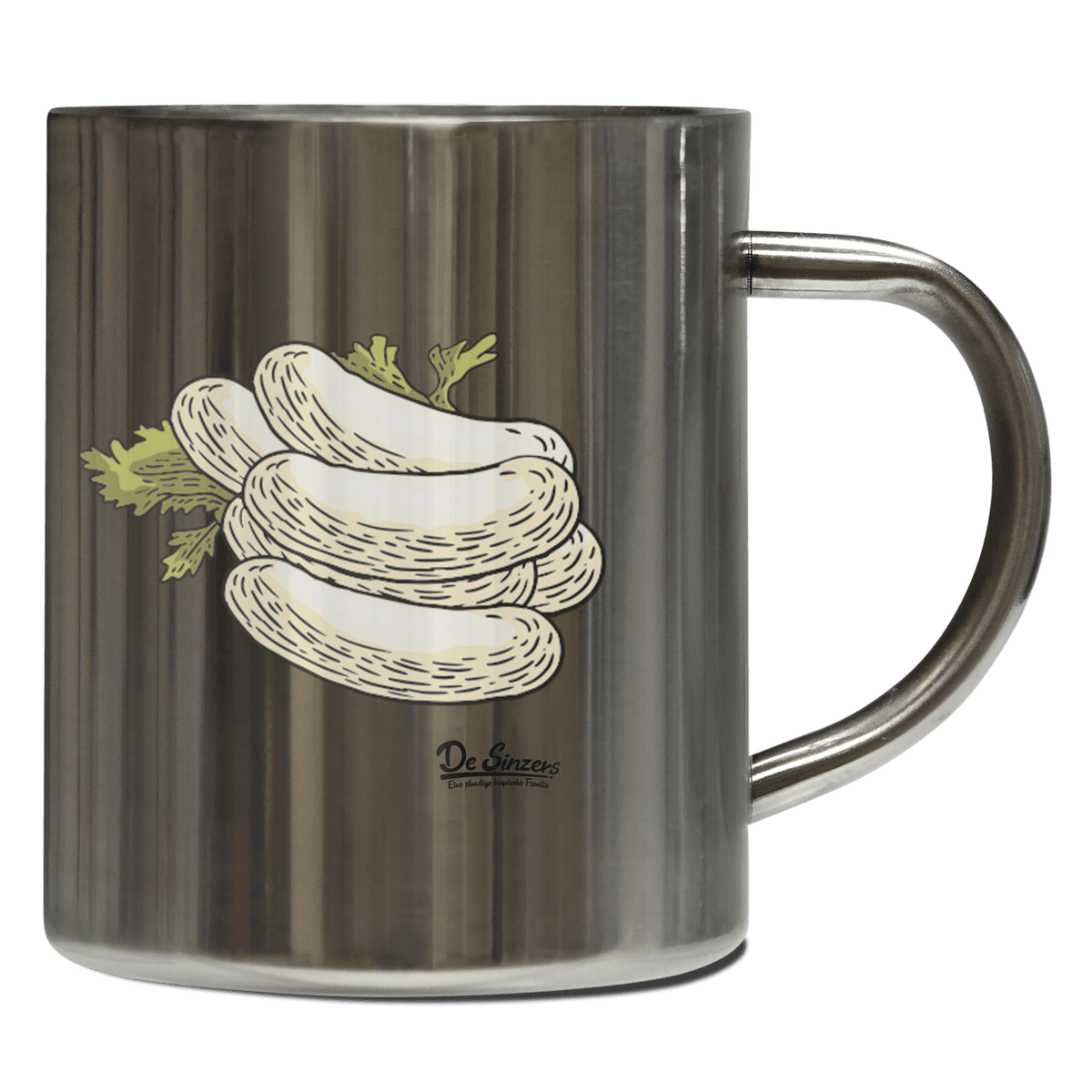 Die Elemente Weißwurscht Edelstahl Kaffeetasse 400ml Grosser Arber Front