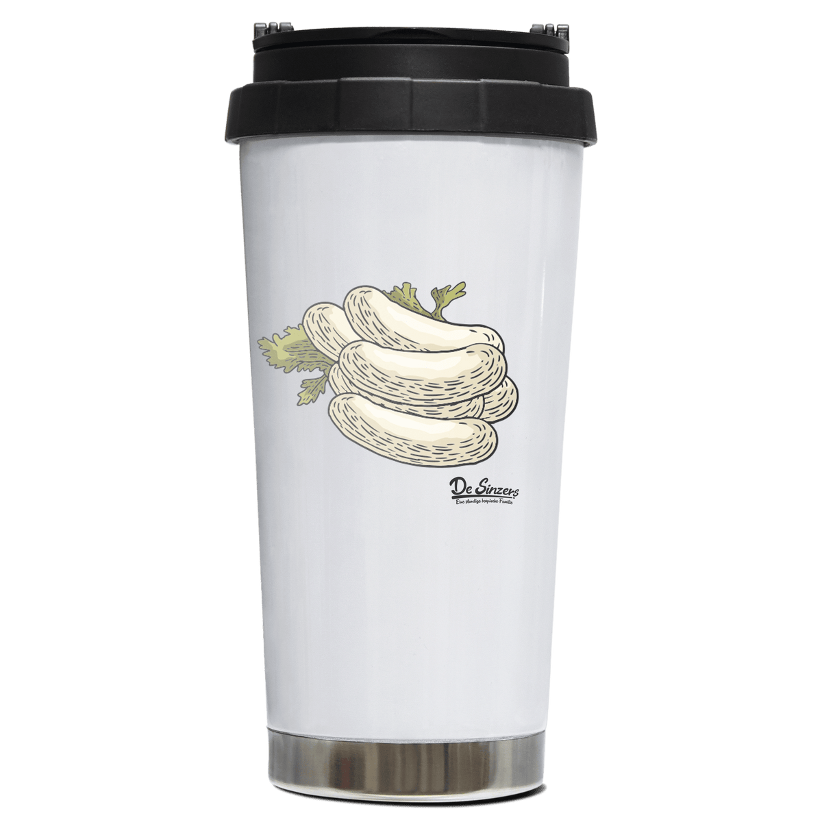 Die Elemente Weißwurscht Edelstahl Trinkbecher To Go 470ml Weiss Wildbarren Front