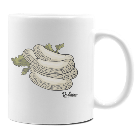 Die Elemente Weißwurscht Keramik Kaffeetasse 330ml Weiss Rampoldplatte Front