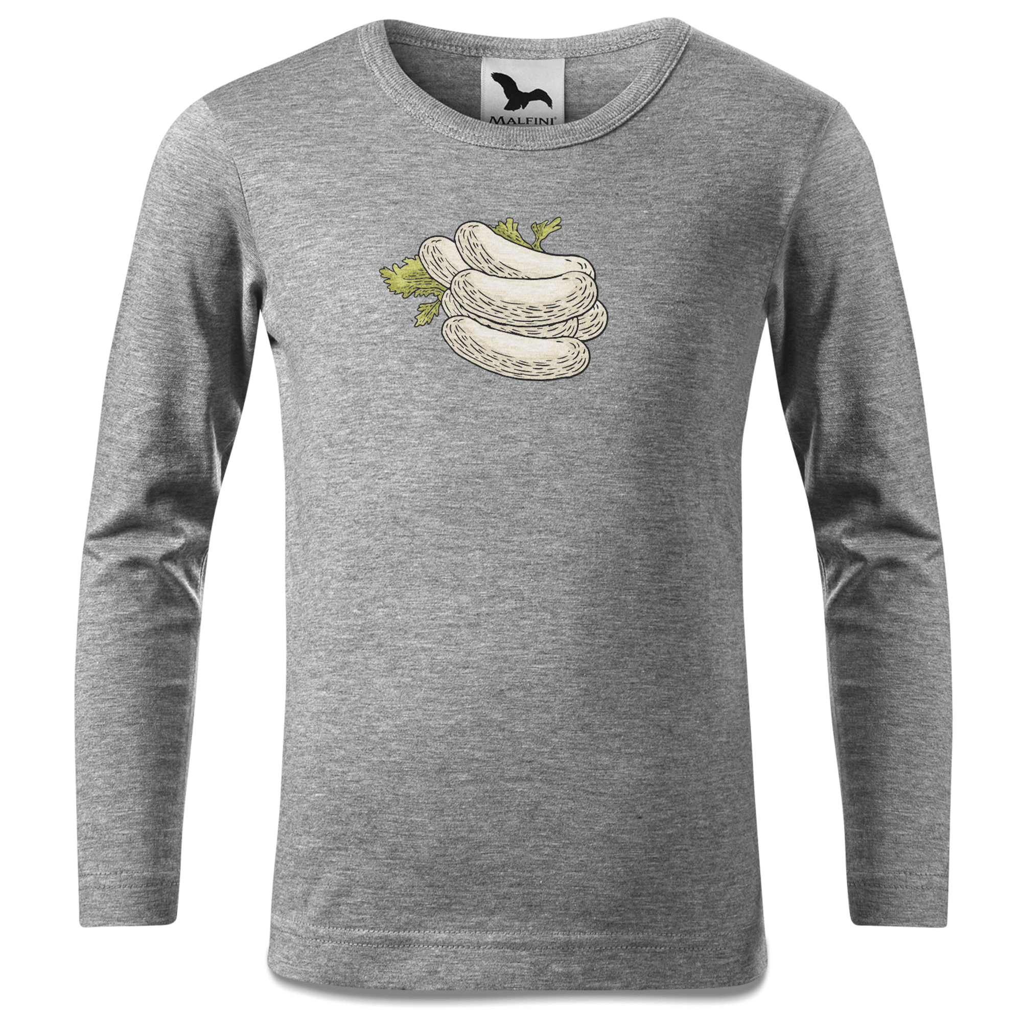 Die Elemente Weisswurscht Longsleeve Kinder Grau Meliert Waldering Front