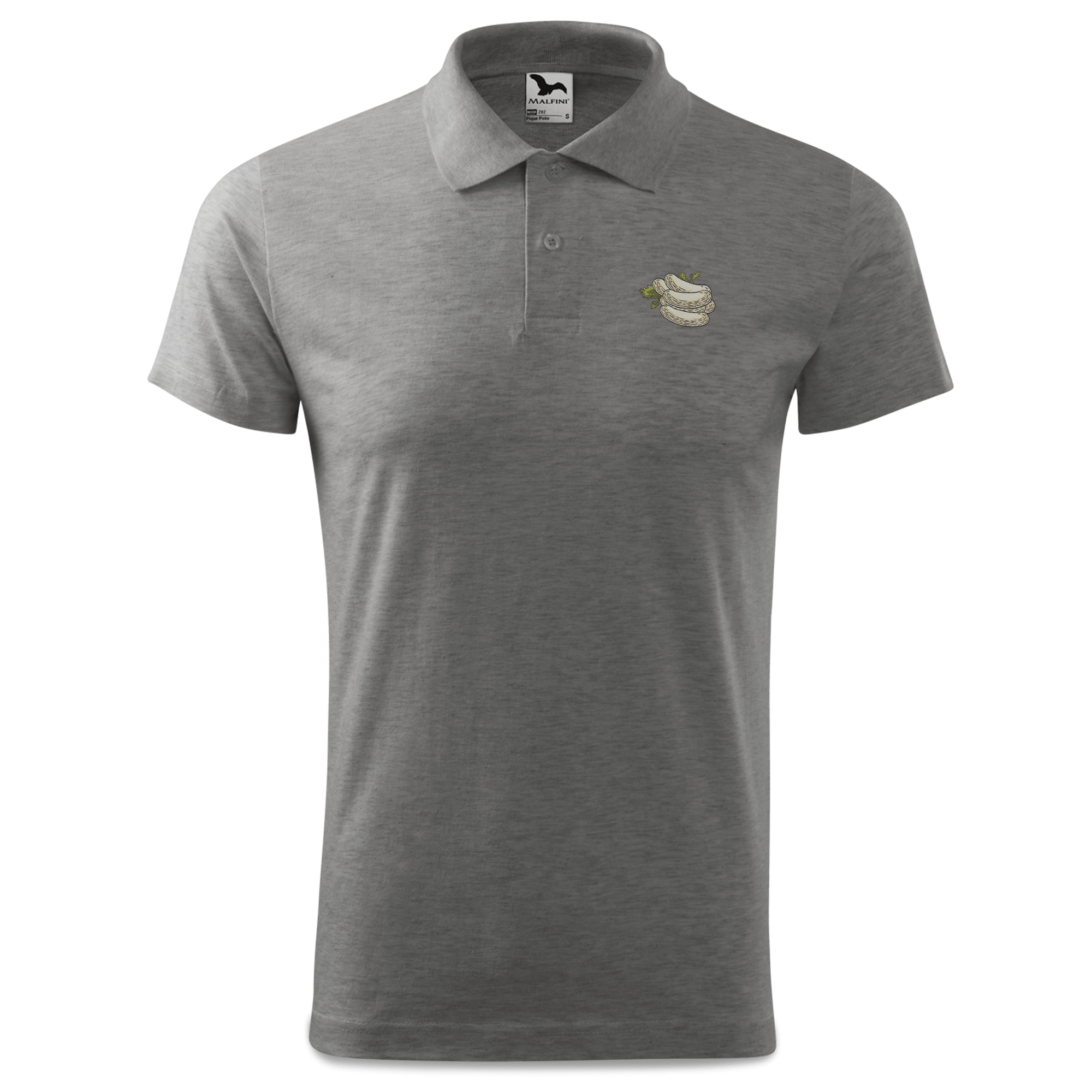 Die Elemente Weisswurscht Polo Shirt Herren Grau Meliert Leiten Front
