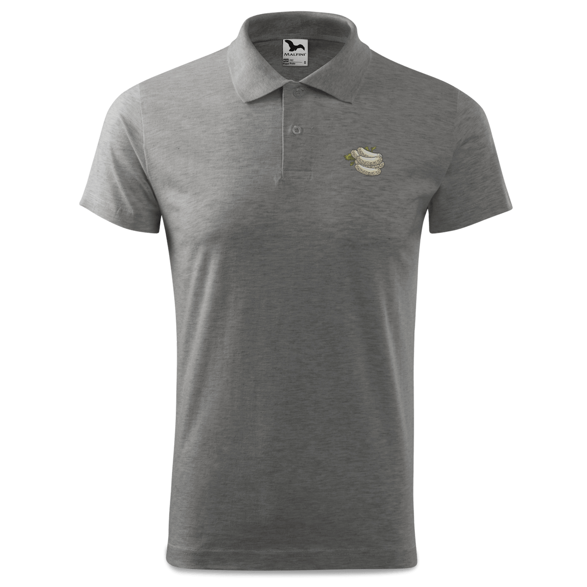Die Elemente Weisswurscht Polo Shirt Herren Grau Meliert Leiten Front