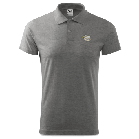 Die Elemente Weisswurscht Polo Shirt Herren Grau Meliert Leiten Front