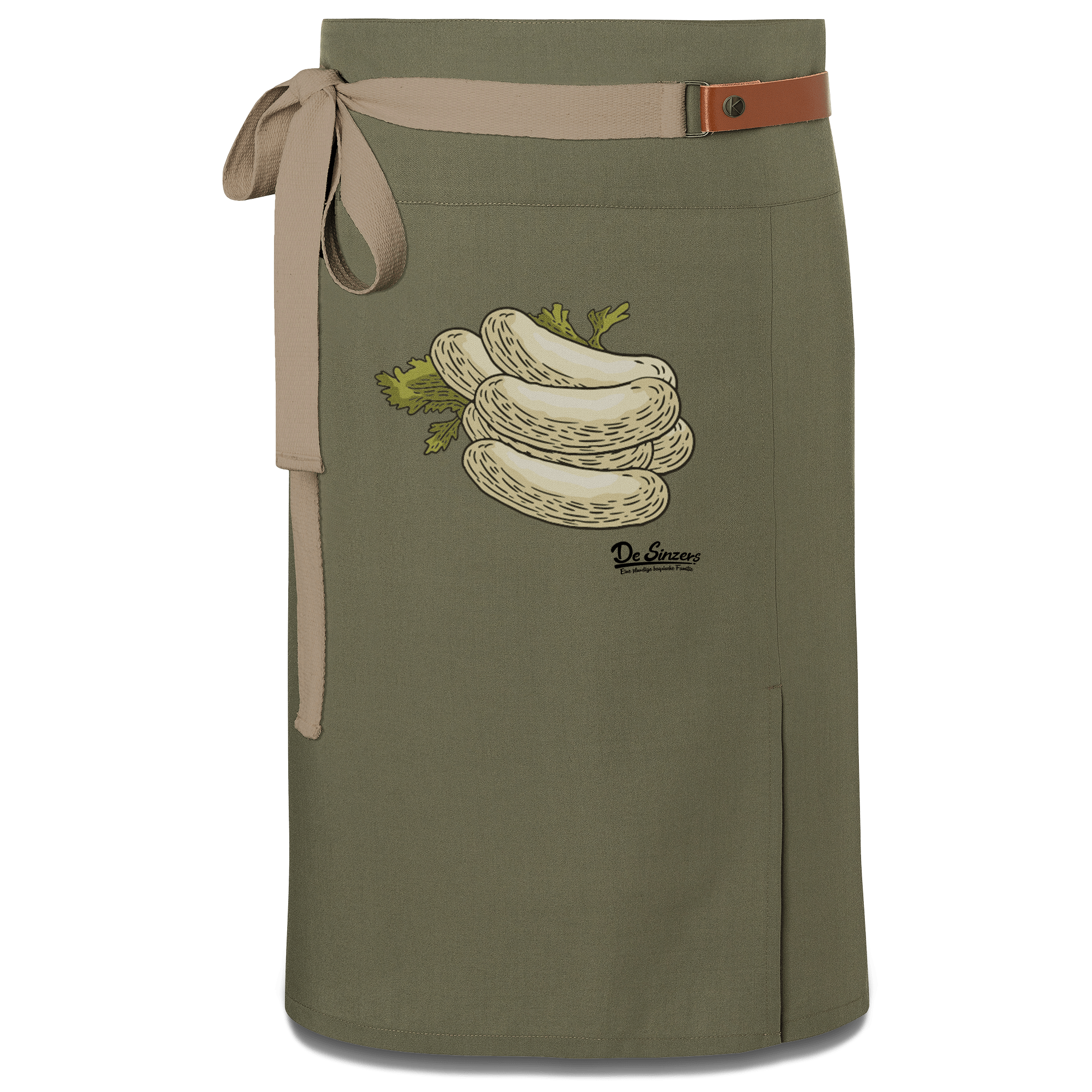 Die Elemente Weisswurscht Schuerze Vorbinder Gruen Langhausen Front