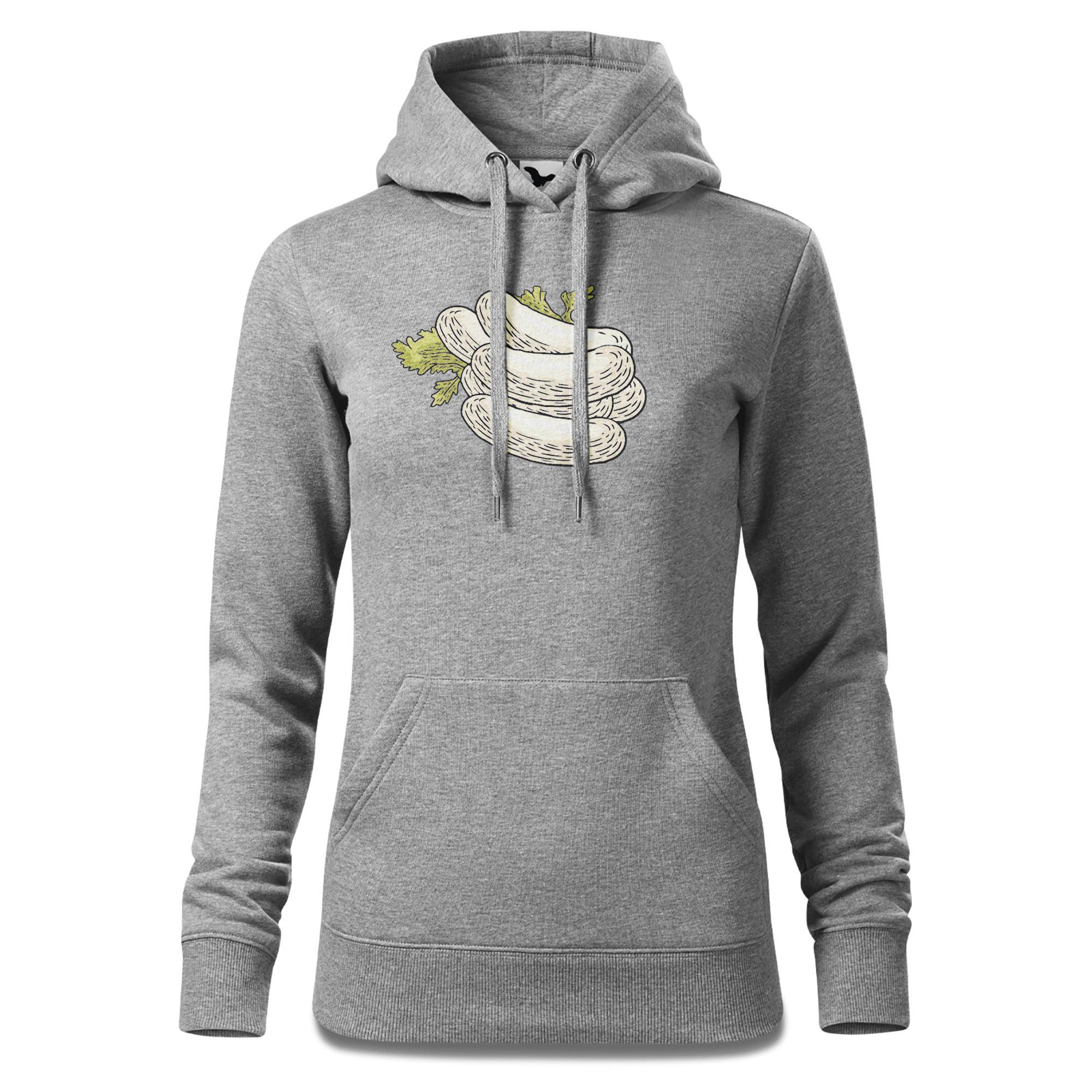 Die Elemente Weisswurscht Sweatshirt Hoody Damen Grau Meliert Kieling Front
