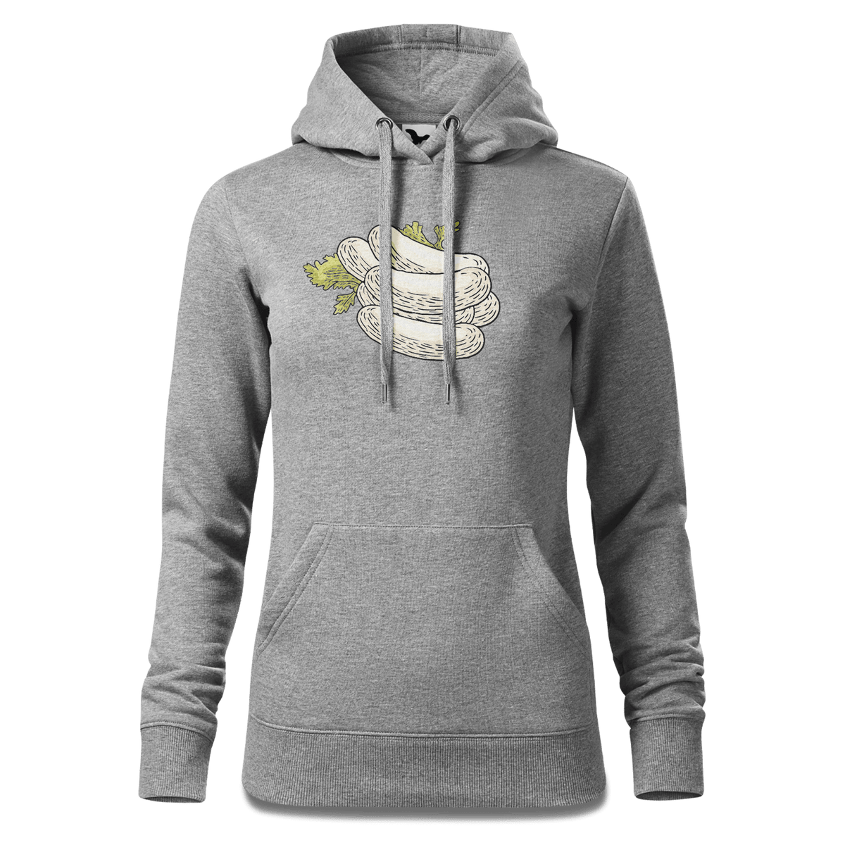 Die Elemente Weisswurscht Sweatshirt Hoody Damen Grau Meliert Kieling Front