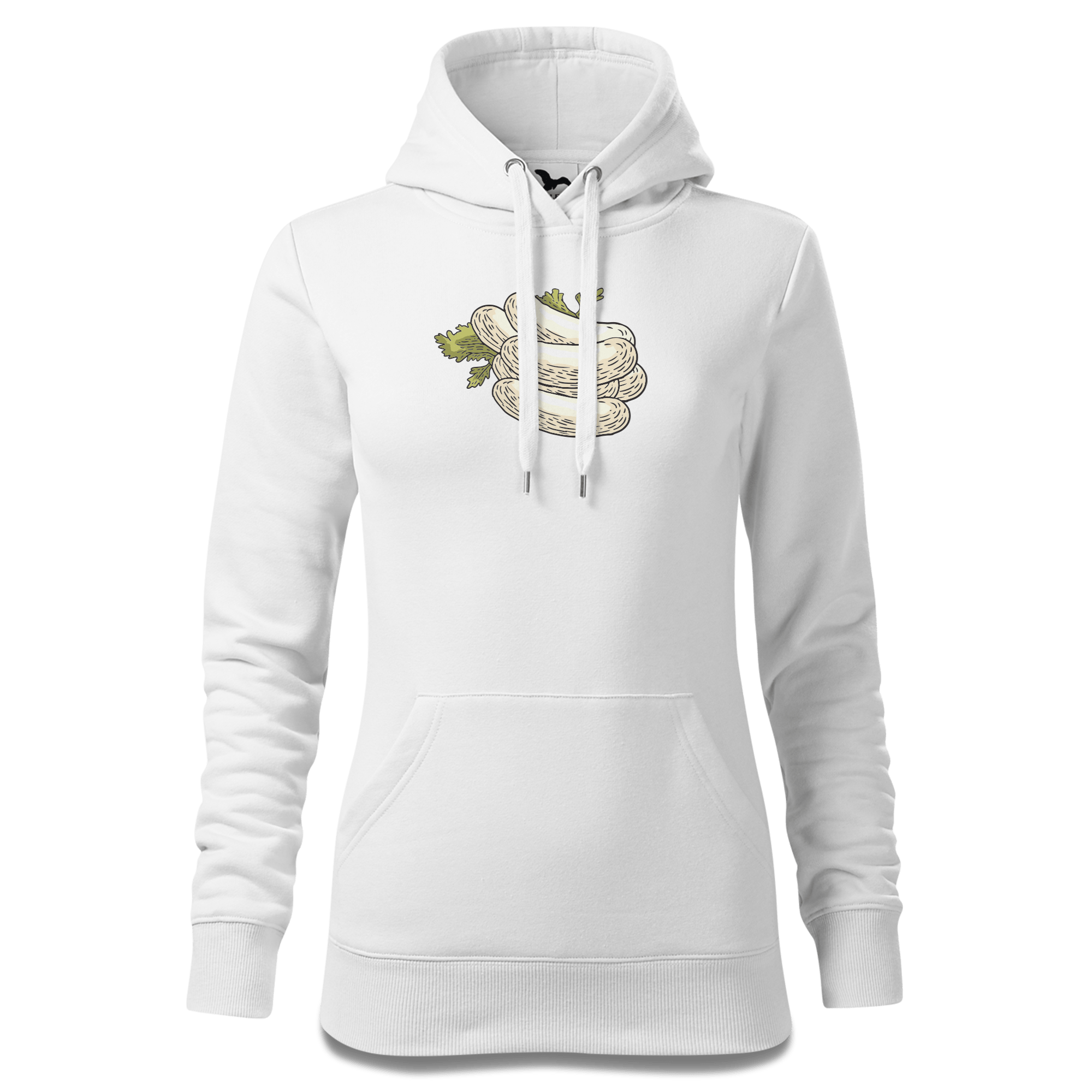 Die Elemente Weisswurscht Sweatshirt Hoody Damen Weiss Eckenholz Front