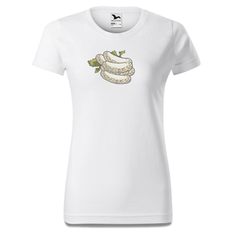 Die Elemente Weisswurscht T Shirt Damen Weiss Gehering Front