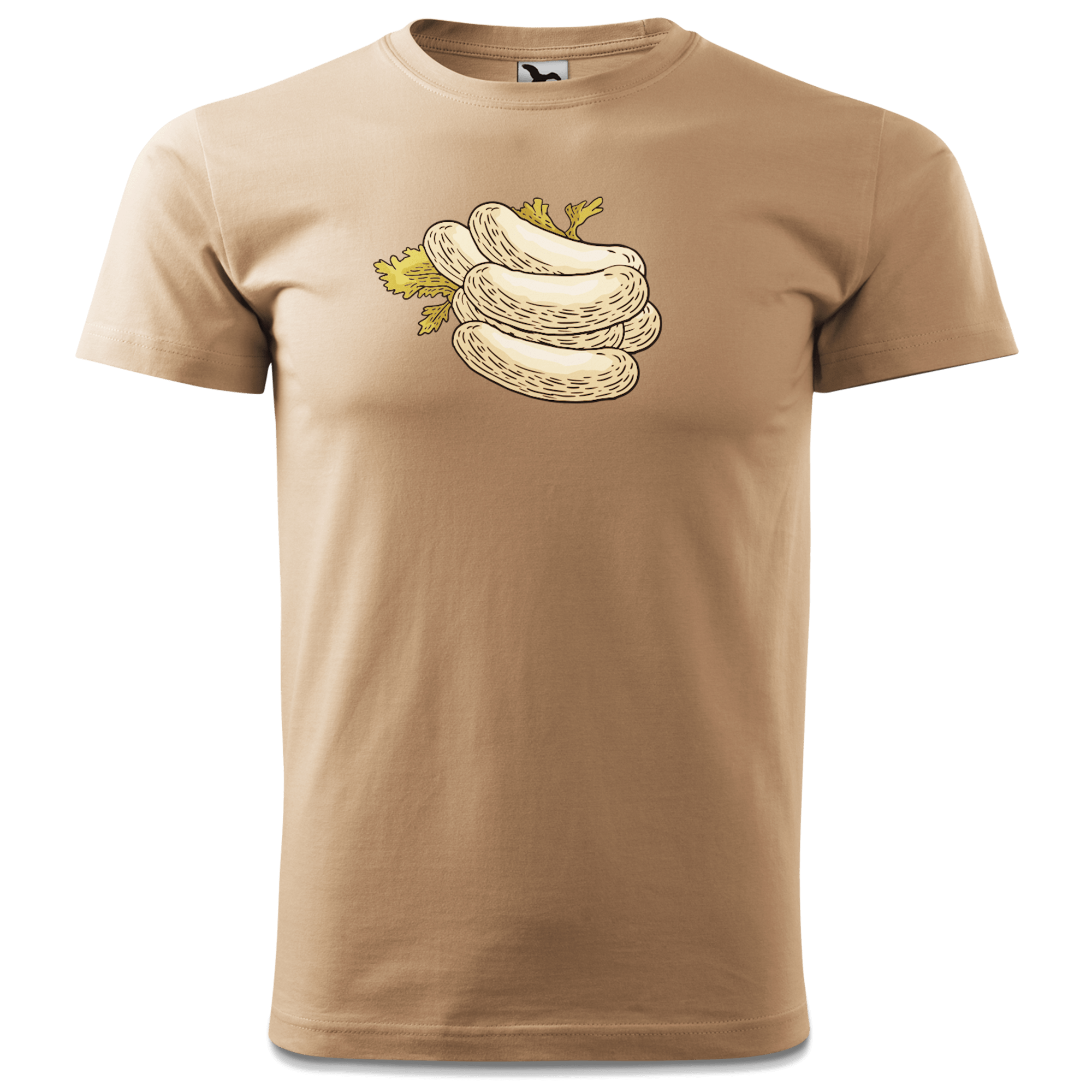 Die Elemente Weisswurscht T Shirt Herren Sand Hofmuehle Front