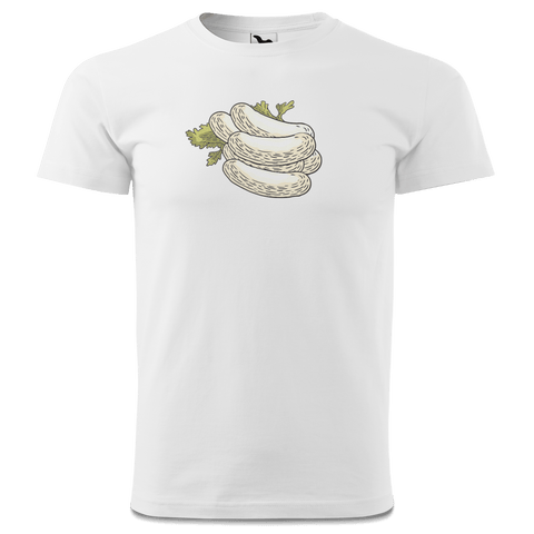 Die Elemente Weisswurscht T Shirt Herren Weiss Landl Front