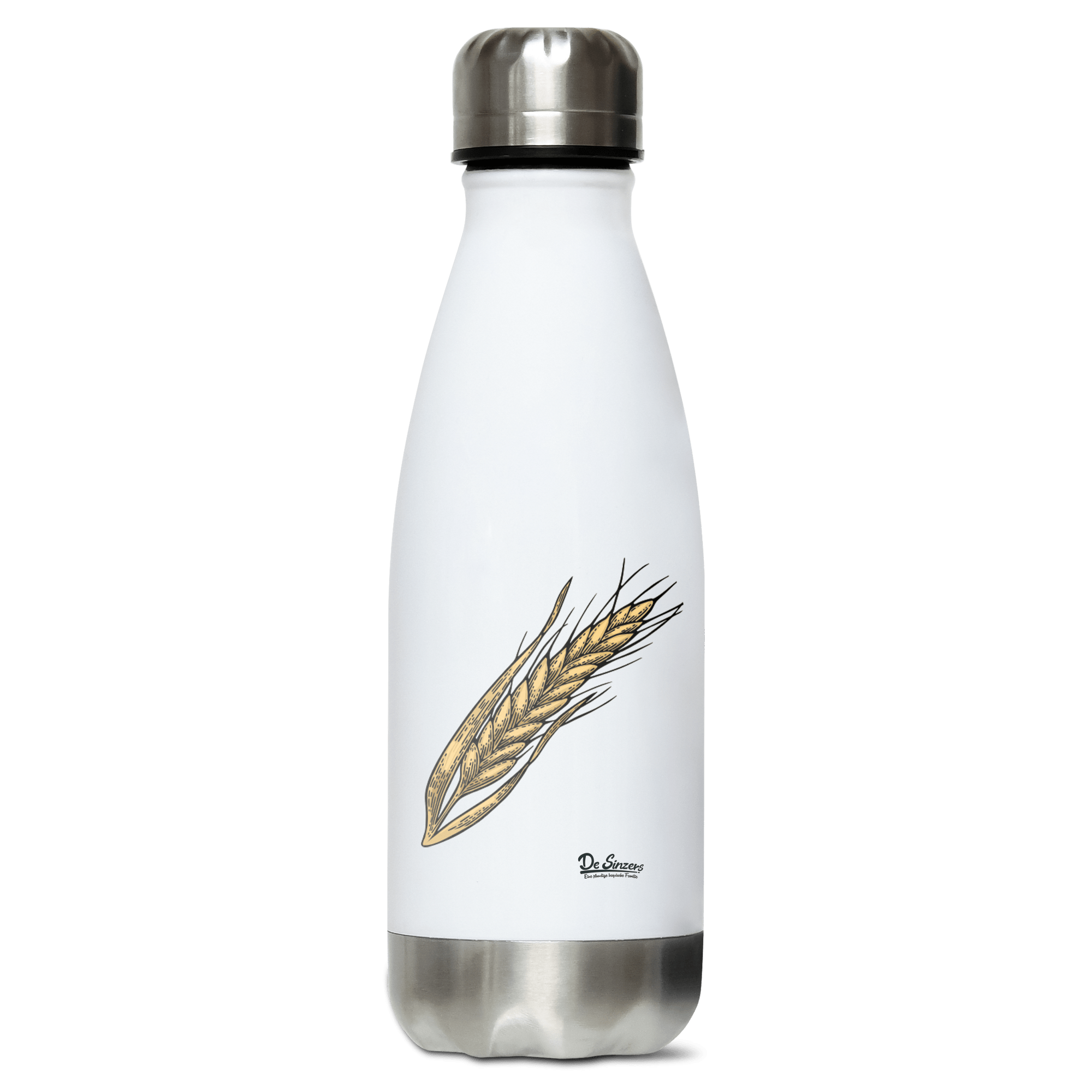 Die Elemente Weizen Edelstahl Thermoflasche 350ml Weiss Silber Kreuzspitze Front