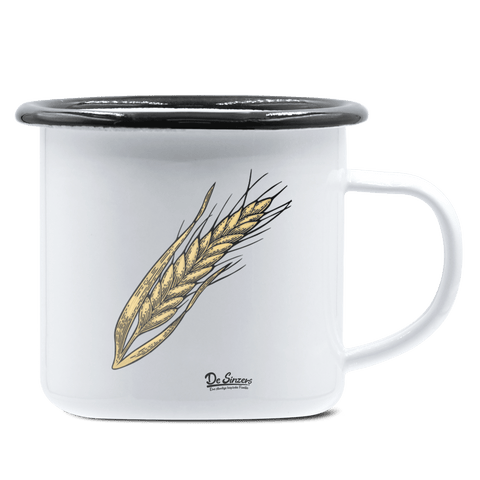 Die Elemente Weizen Emaille Tasse 375ml Weiss Schwarz Hochries Front