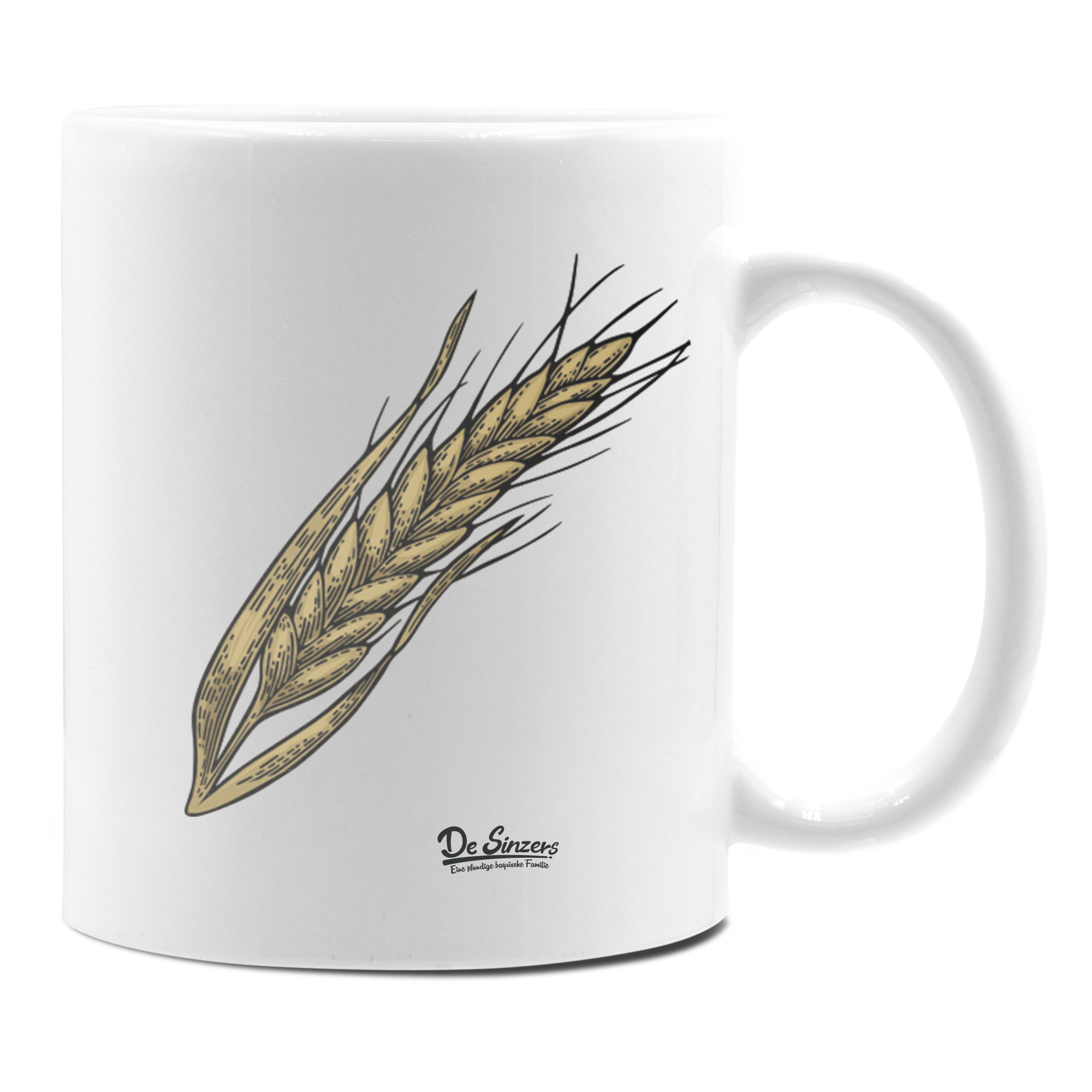 Die Elemente Weizen Keramik Kaffeetasse 330ml Weiss Rampoldplatte Front