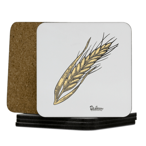 Die Elemente Weizen Korkuntersetzer 5er Set 95 x 95 mm Weiss Karkopf Front