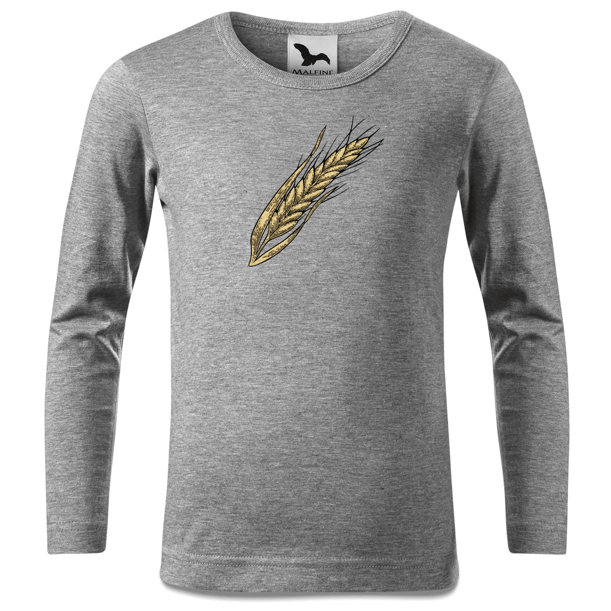 Die Elemente Weizen Longsleeve Kinder Grau Meliert Waldering Front
