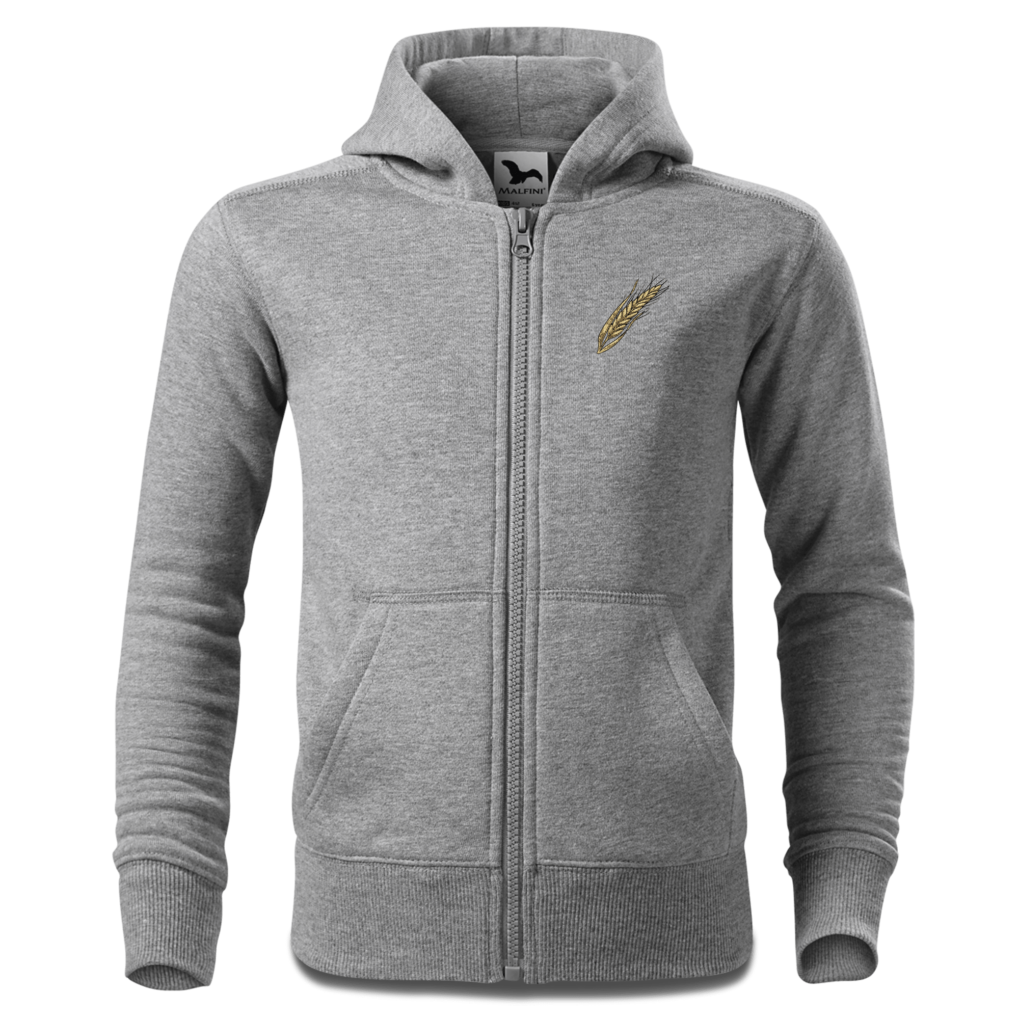 Die Elemente Weizen Sweatshirt Zip Hoody Kinder Grau Meliert Sonnenholz Front