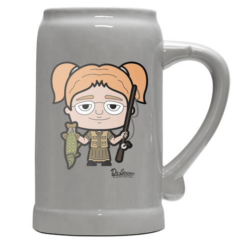Die Jung Sinzerin Angler Bierkrug 1000ml Grau Zugspitze Front