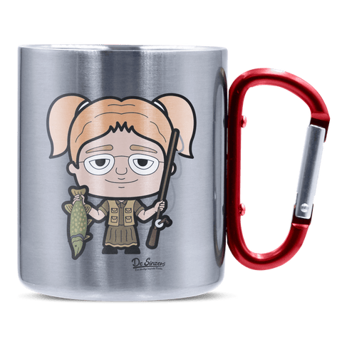 Die Jung Sinzerin Angler Edelstahl Kaffeetasse roter Karabiner 320ml Kitzstein Front