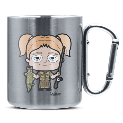 Die Jung Sinzerin Angler Edelstahl Kaffeetasse silberer Karabiner 320ml Grosser Traithen Front