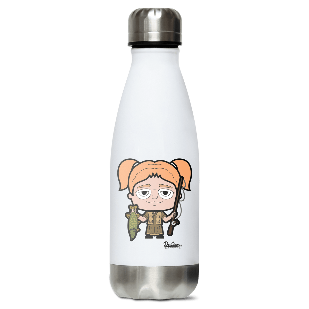 Die Jung Sinzerin Angler Edelstahl Thermoflasche 350ml Weiss Silber Kreuzspitze Front