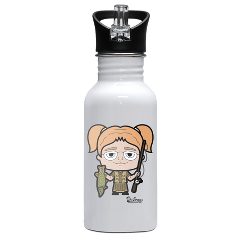 Die Jung Sinzerin Angler Edelstahl Trinkflasche mit klappbarem Mundstueck 500ml Weiss Rotwand Front