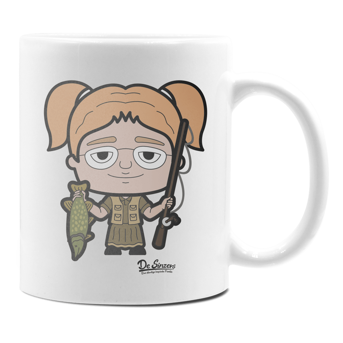 Die Jung Sinzerin Angler Keramik Kaffeetasse 330ml Weiss Rampoldplatte Front