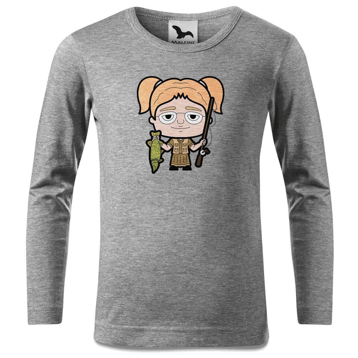 Die Jung Sinzerin Angler Longsleeve Kinder Grau Meliert Waldering Front