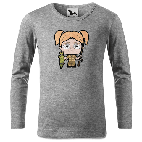 Die Jung Sinzerin Angler Longsleeve Kinder Grau Meliert Waldering Front