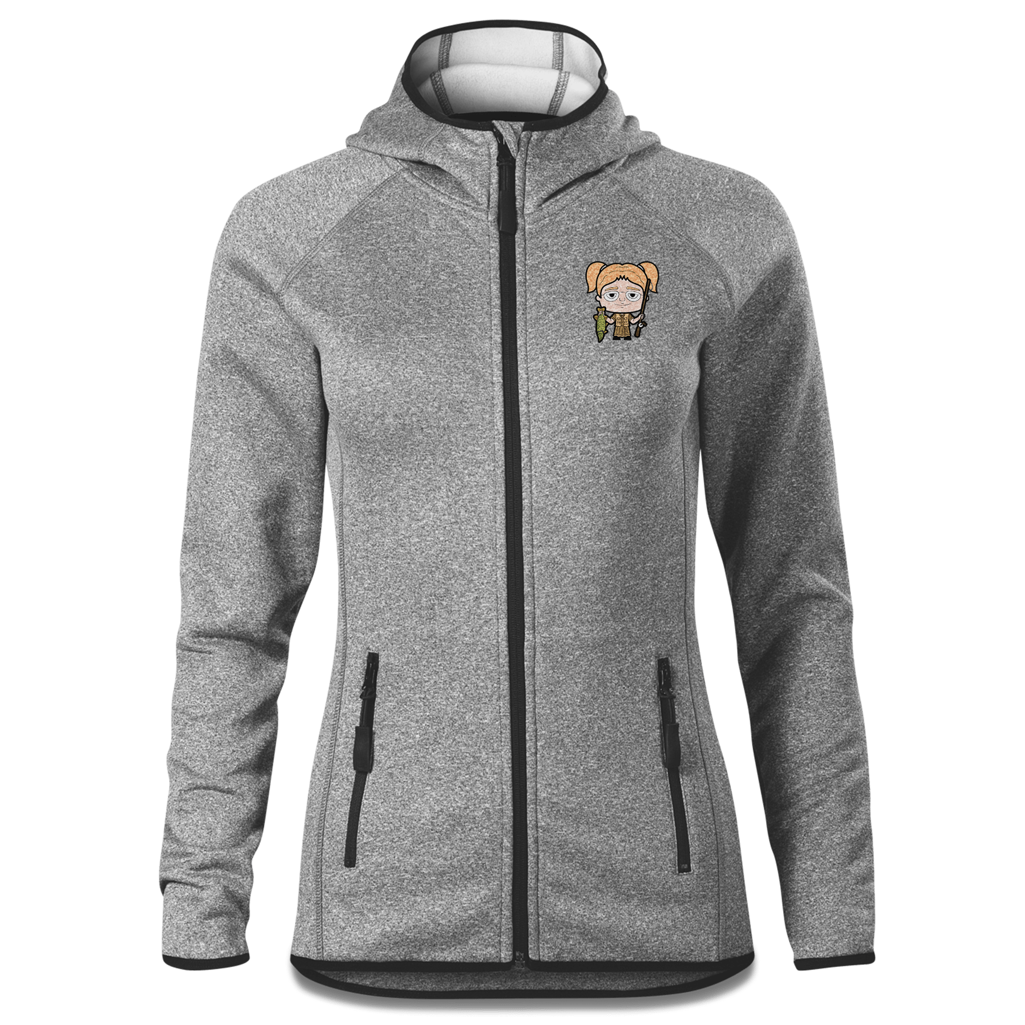 Die Jung Sinzerin Angler Stretch Fleece Damen Grau Meliert Krottenhausmuehle Front