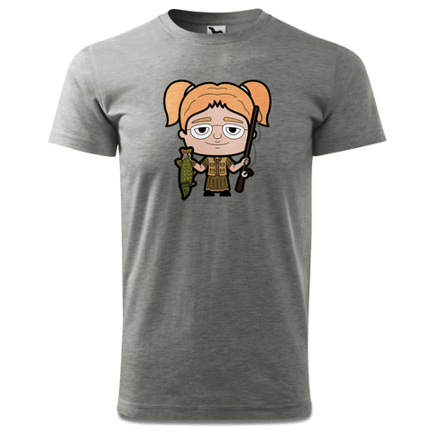 Die Jung Sinzerin Angler T Shirt Herren Grau Meliert Hofau Front