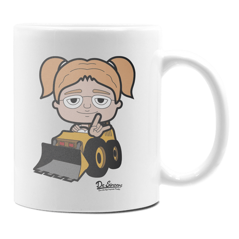 Die Jung Sinzerin Baggerfahrer Keramik Kaffeetasse 330ml Weiss Rampoldplatte Front