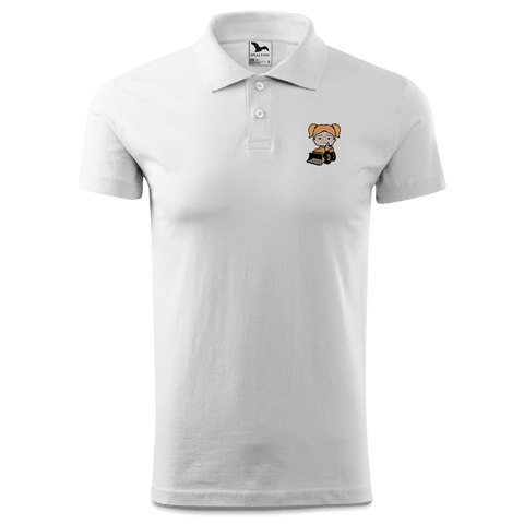 Die Jung Sinzerin Baggerfahrer Polo Shirt Herren Weiss Murnau Front