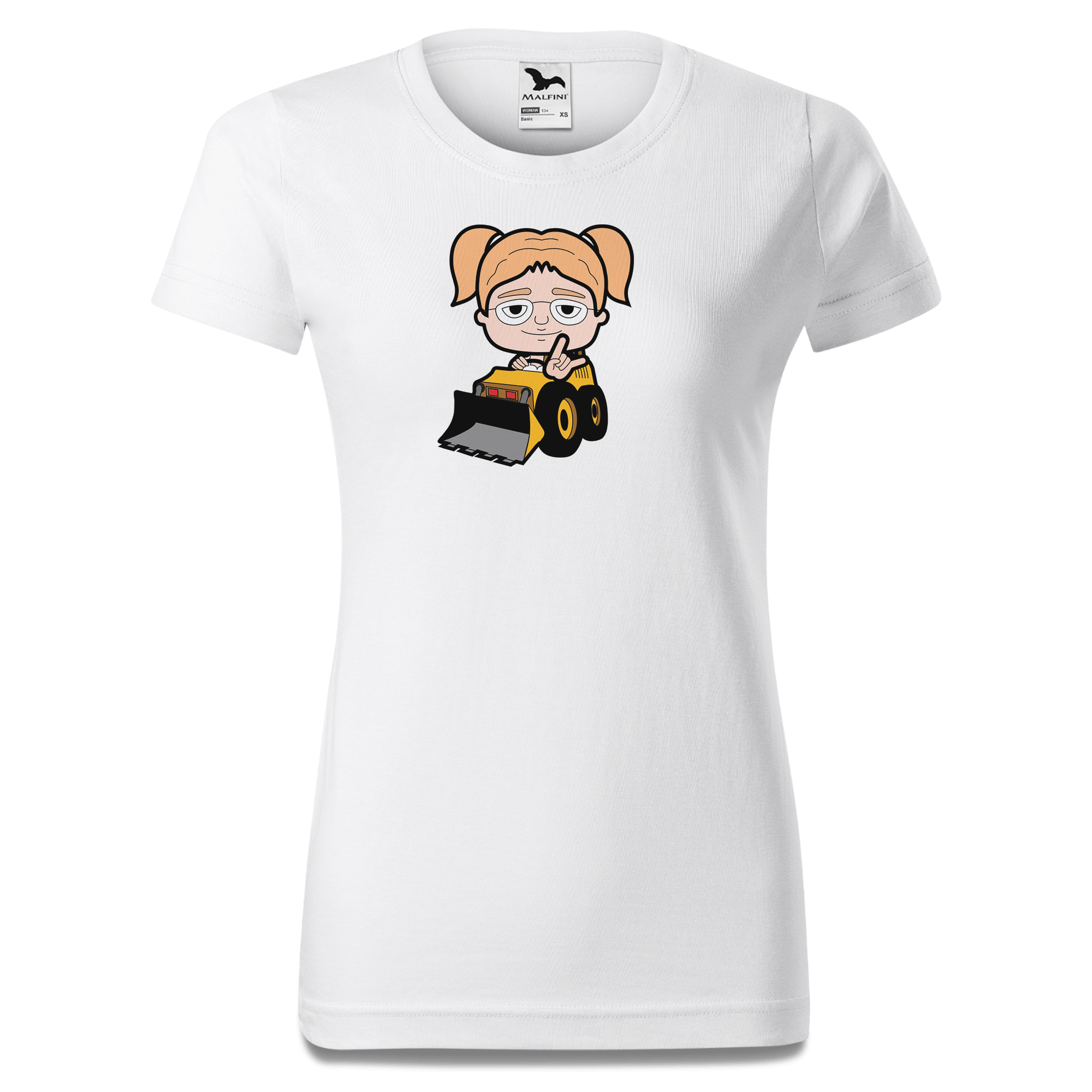 Die Jung Sinzerin Baggerfahrer T Shirt Damen Weiss Gehering Front