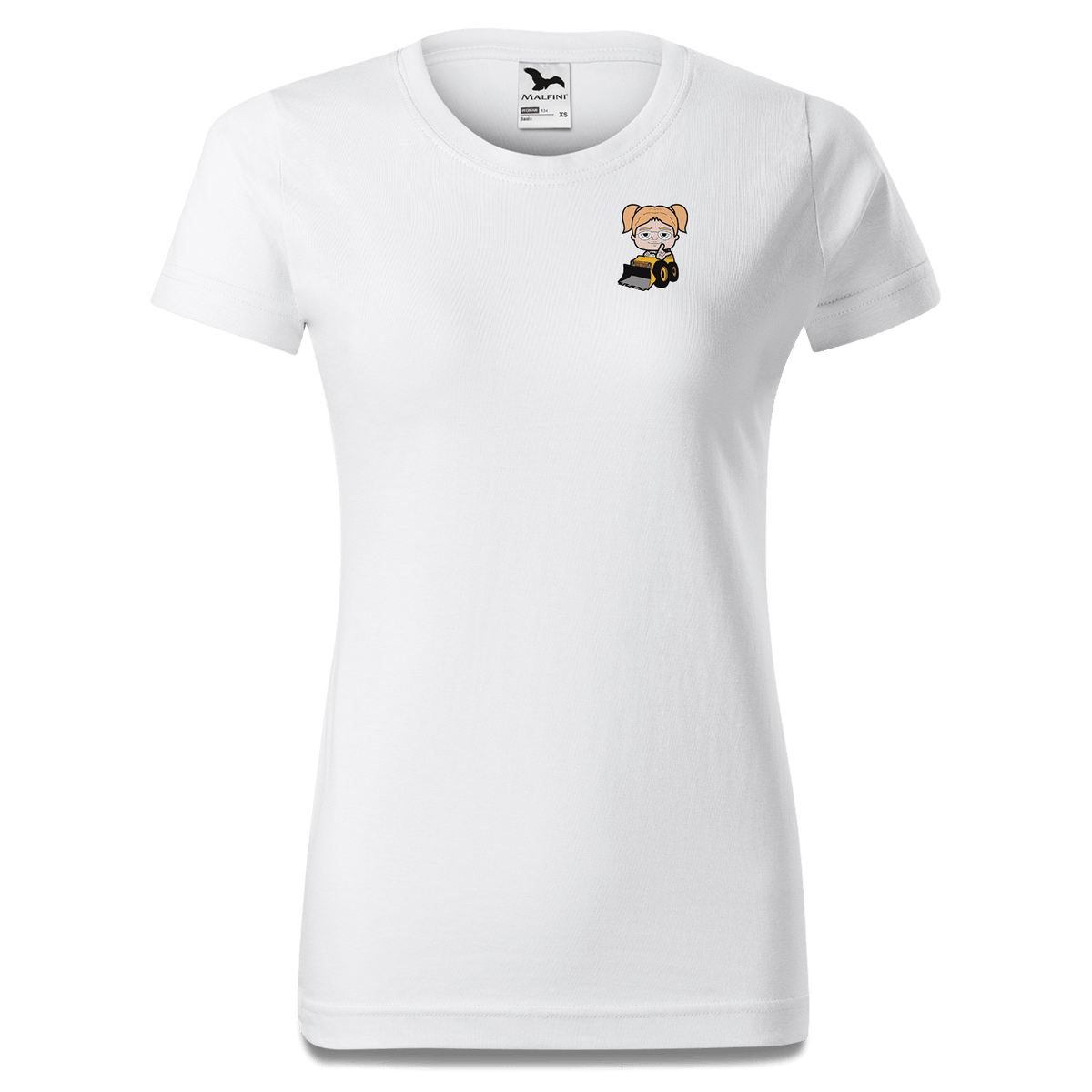 Die Jung Sinzerin Baggerfahrer T Shirt Damen Weiss Kragling Front
