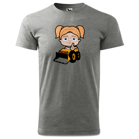 Die Jung Sinzerin Baggerfahrer T Shirt Herren Grau Meliert Hofau Front