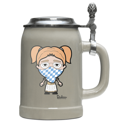 Die Jung Sinzerin Bayrisches Mundtuch Bierkrug 500ml Grau mit Deckel Hocheck Front