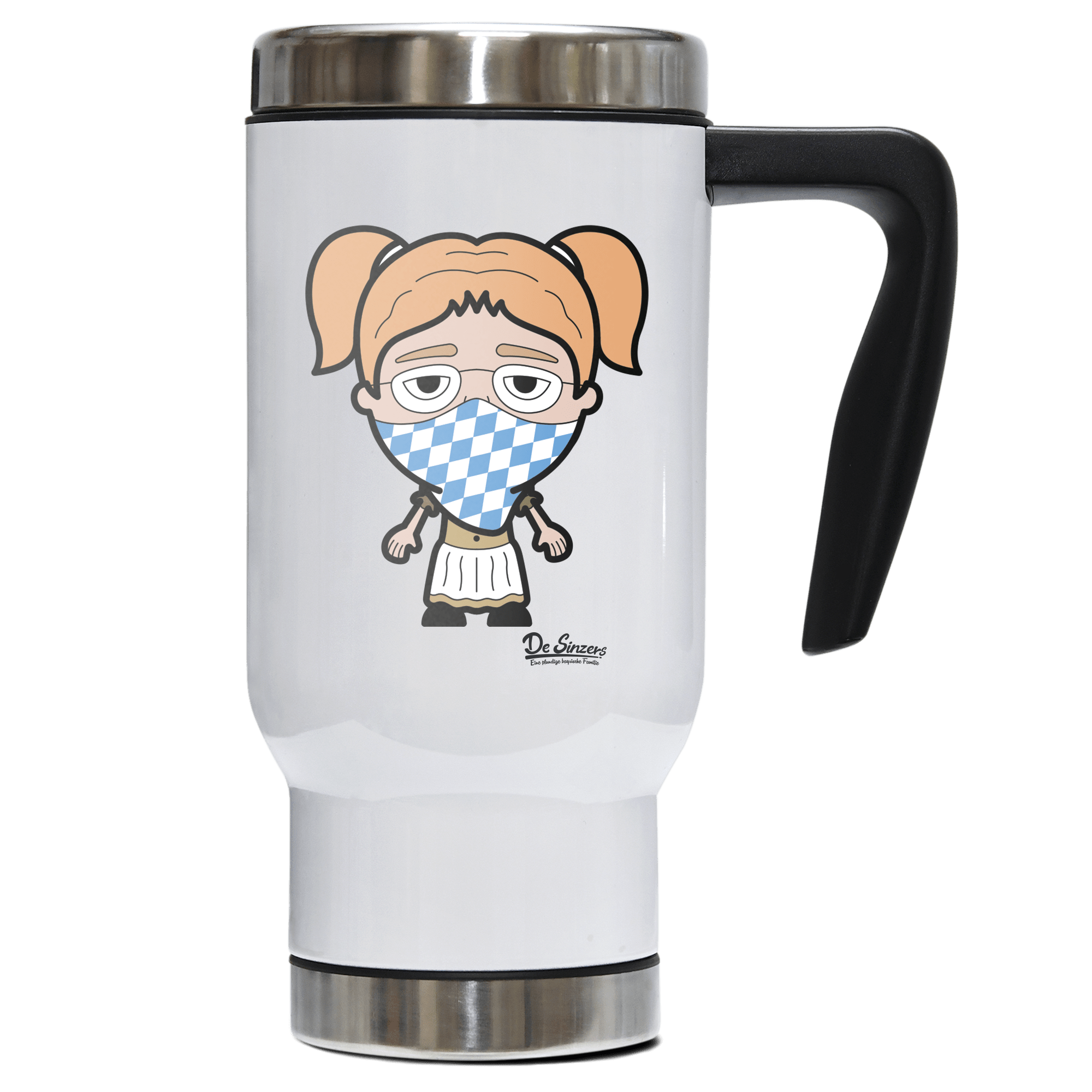 Die Jung Sinzerin Bayrisches Mundtuch Edelstahl Thermobecher To Go 500ml Weiss Kindlwand Front